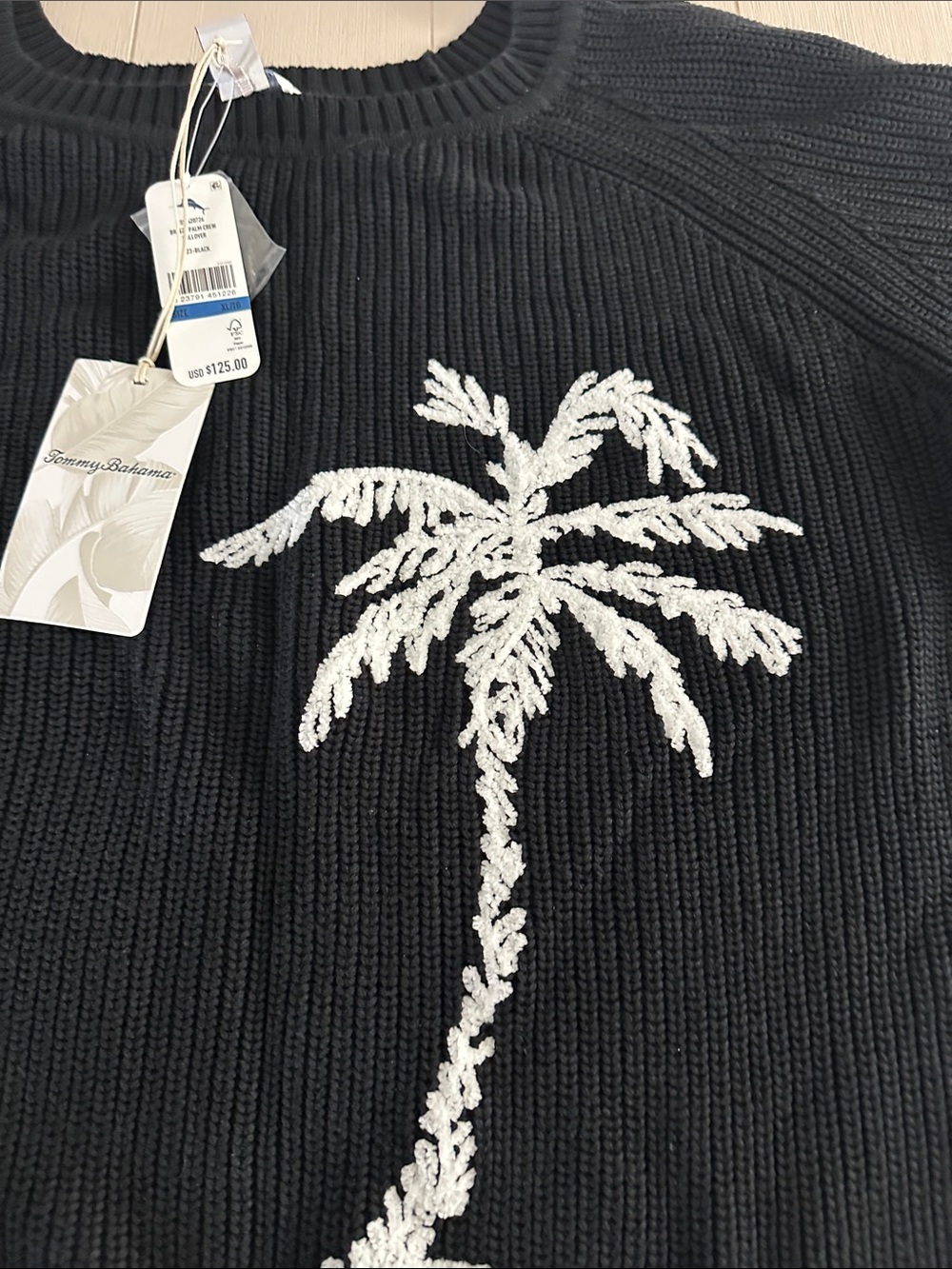 Tommy Bahama Black Sweater with White Palm Tree Embroidery - Picture 4 of 4